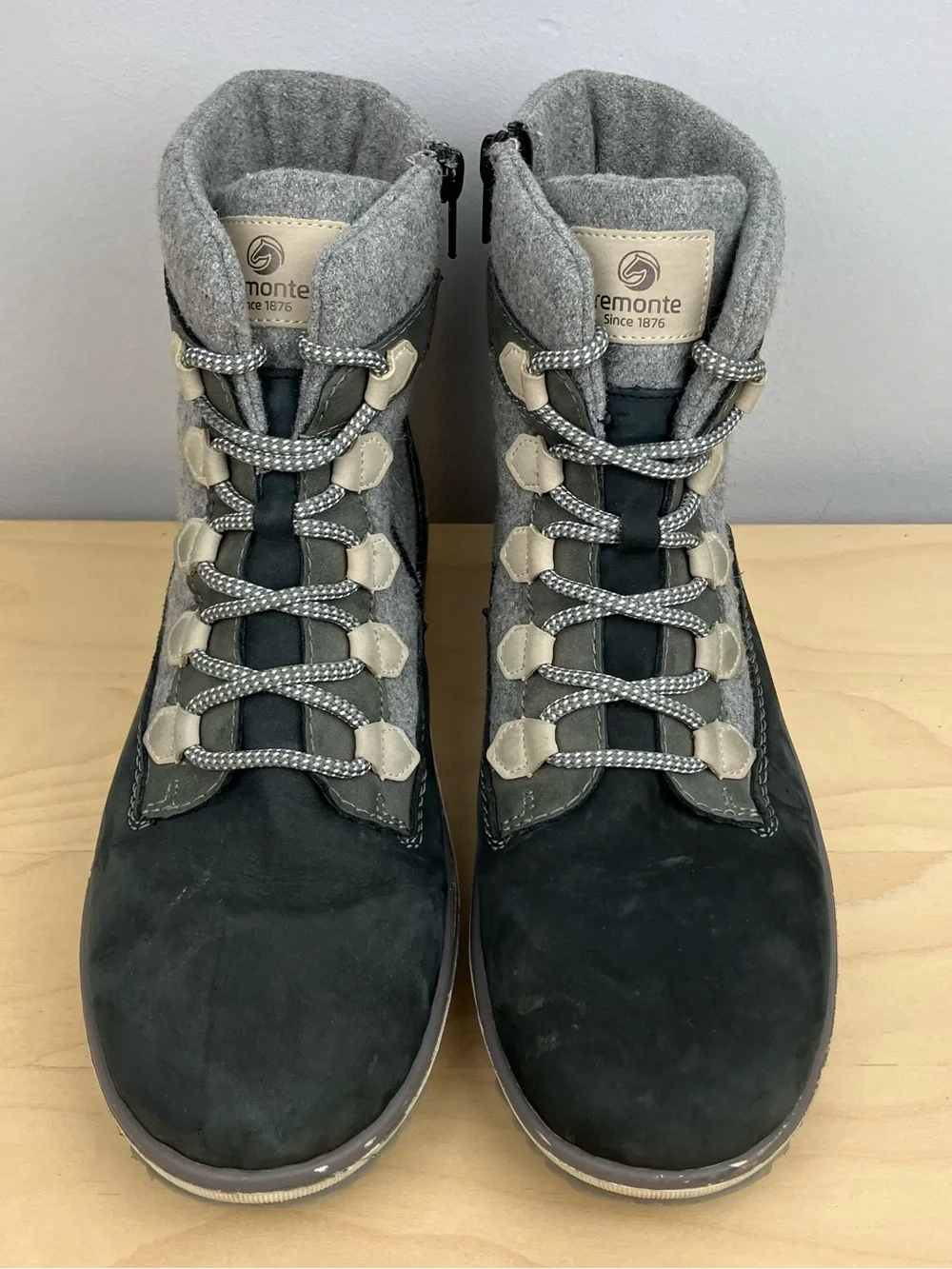 Remonte Women’s Size 40 / 8.5-9 Pazific Gray Black Wool Lined Winter Boots